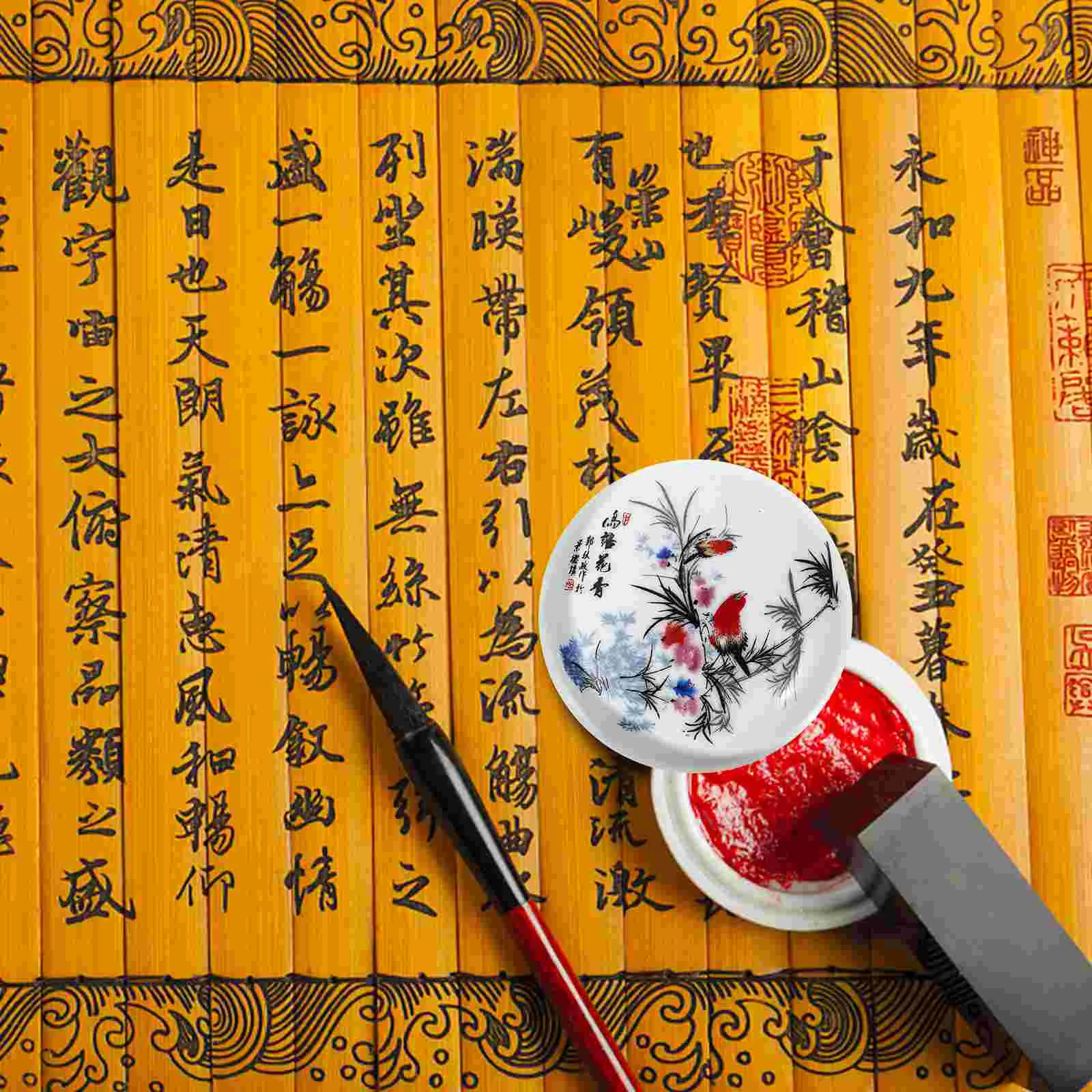 Ink Pad Red Inkpad for Seal Use Calligraphy Supply Traditional Chinese Painting Premium Ceramics