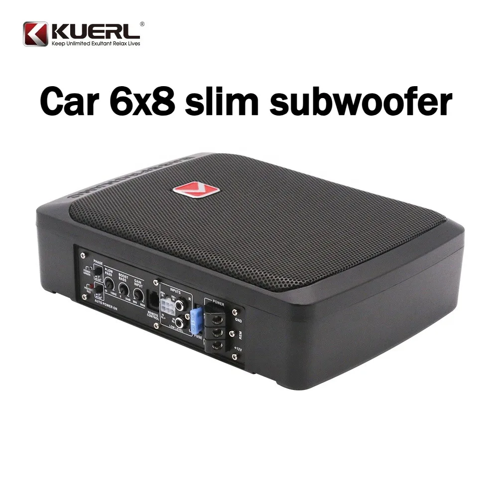 Car Subwoofer 12v 6*8 Inch Slim Active Subwoofer Under Car Seat MAX600w Car Audio System Built-in Power Amplifier Woofer Speaker