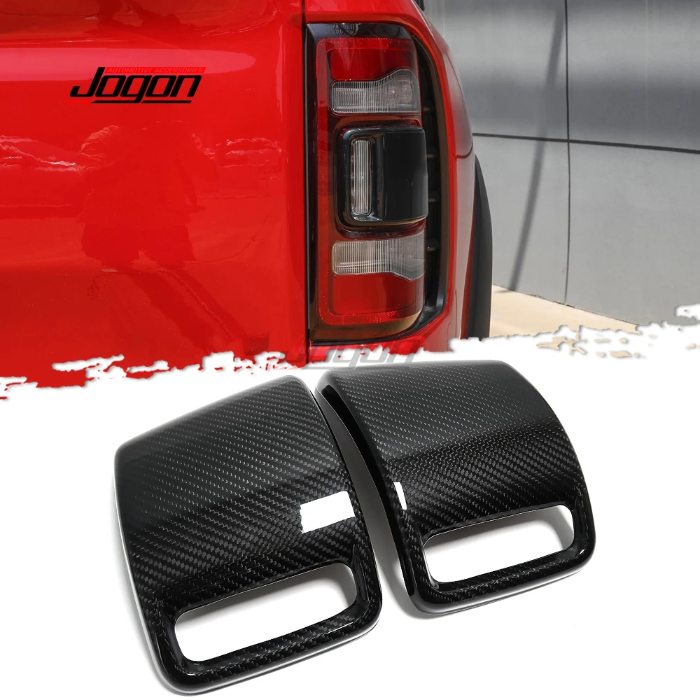 2PCS Real Carbon Fiber Exterior Tailight Lamp Car Rear Tail Light Cover Sticker Trim For Dodge RAM 1500 TRX Off-Road 2019-2023