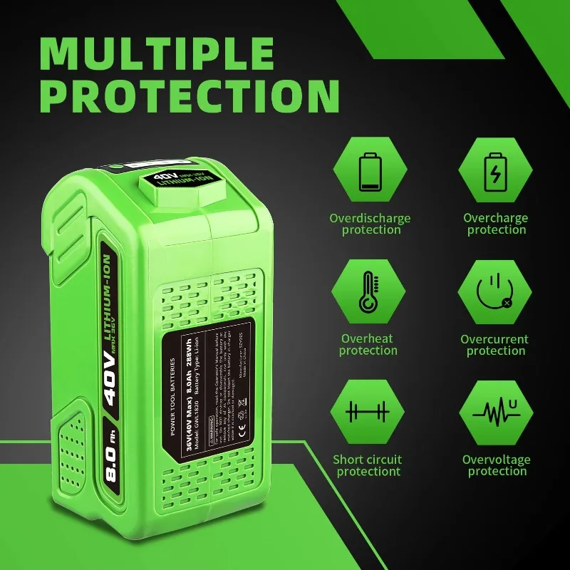 بطارية 40 فولت 6.0 أمبير في الساعة 29462 تحل محل Greenworks 29472 29282 أداة كهربائية بطارية قابلة للشحن يتم شحنها في المستودع المحلي