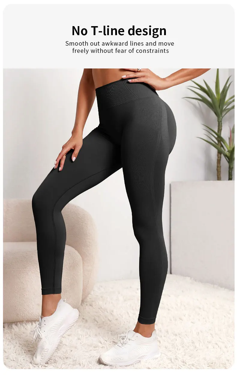 Damen-Leggings mit hoher Taille, Po-Lifting, Bauchkontrolle, Trainingshose, weich, dehnbar, bequem, für Yoga, Laufen, Sport – Detail 6
