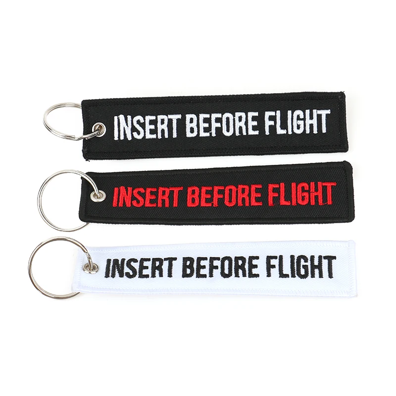 Car Key Ring Key Fobs Insert Before Flight Keychain Jewelry Motorcycle Key Tag Embroidery Luggage Key Tag