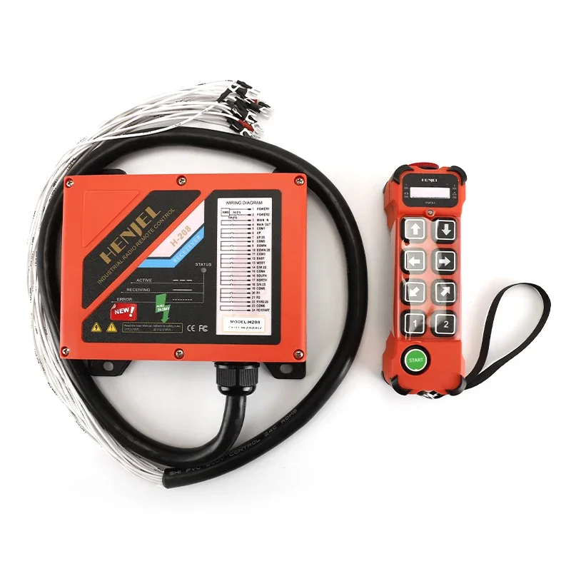รีโมทคอนโทรลไร้สายสำหรับเครน HENJEL H208 แบบสองระดับความเร็ว กันน้ำ กันฝุ่น ใช้ไฟ DC 12v 24v สำหรับงานอุตสาหกรรม
