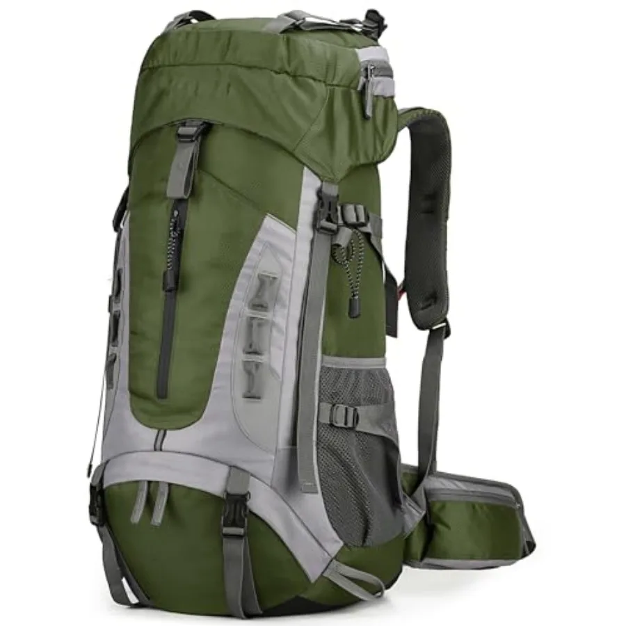 

Hiking Backpack with Rain Cover Waterproof Camping Backpack Shoes Warehouse for Men Women, Frameless
