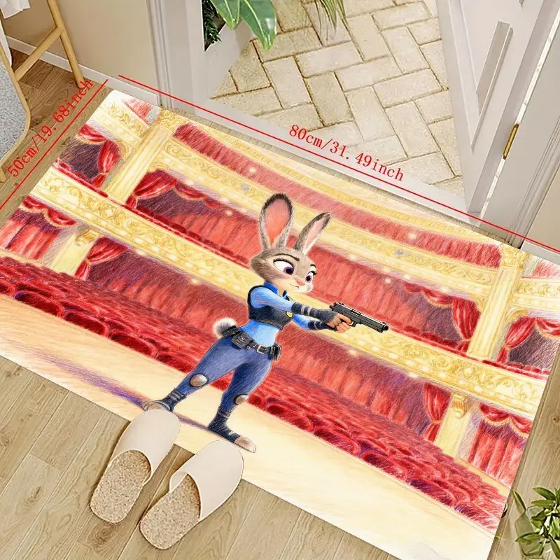 

1 шт. Zootopia Judy Hopps полицейский кролик мультфильм напольный коврик для детской комнаты спальня гостиная украшение, нескользящая мягкая моющаяся