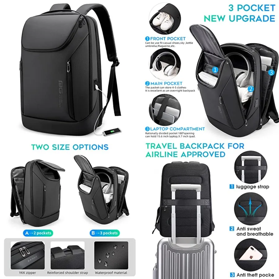 

Business Smart Backpack Waterproof fit 15.6 Inch Laptop Backpack with USB Charging Port, Travel Durable Backpack