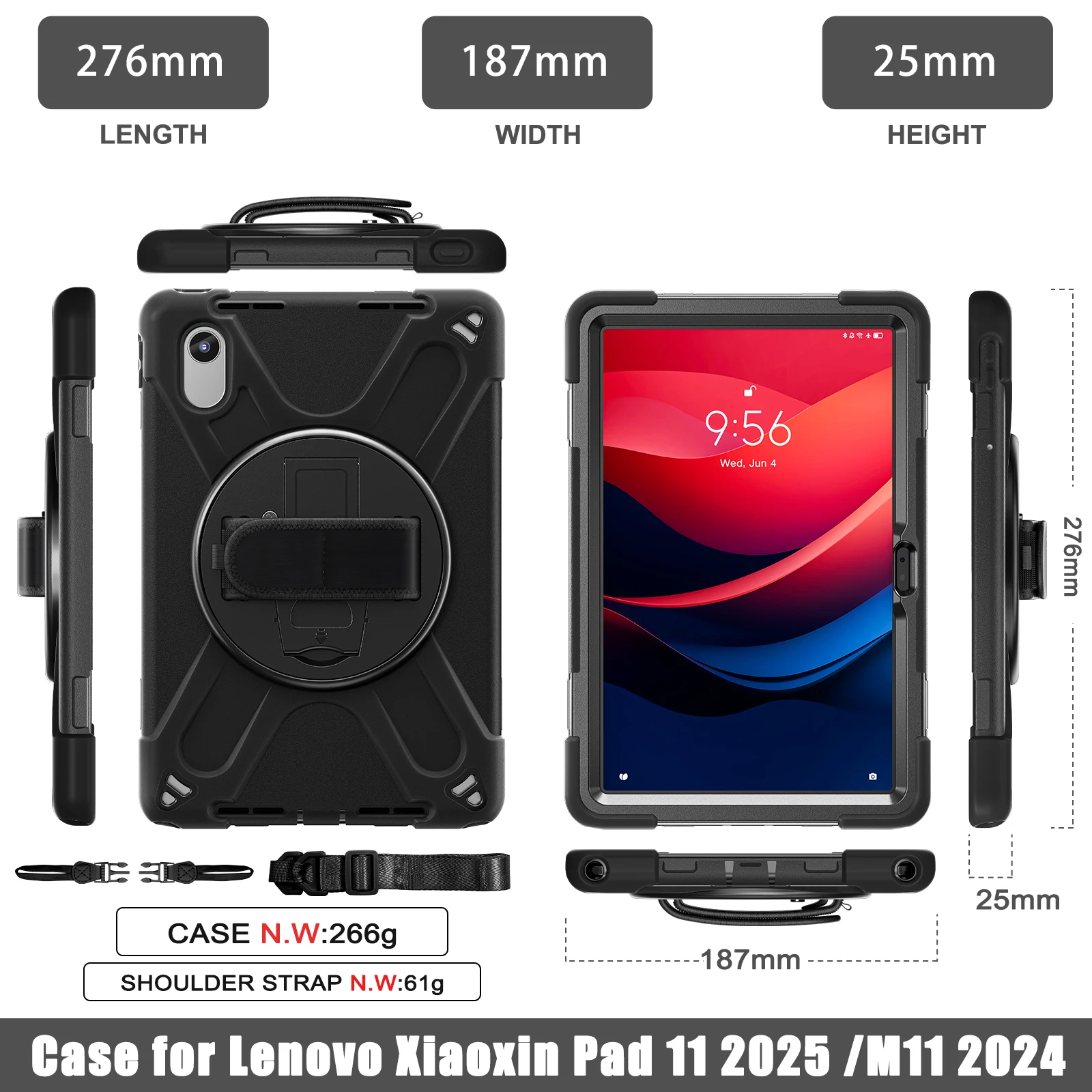 Heavy Duty Case for Lenovo Xiaoxin Pad 11 2025/2024 Full Protection Tablet Cover Build In Stand Handheld Tab TB335FC 330FU 331FC