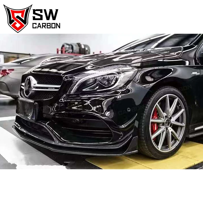 Carbon Fiber PZ Style Front Lip for Mercedes-Benz A-Class W176 A45 AMG 2016-2020 Front Bumper Lip Separator Body Kit