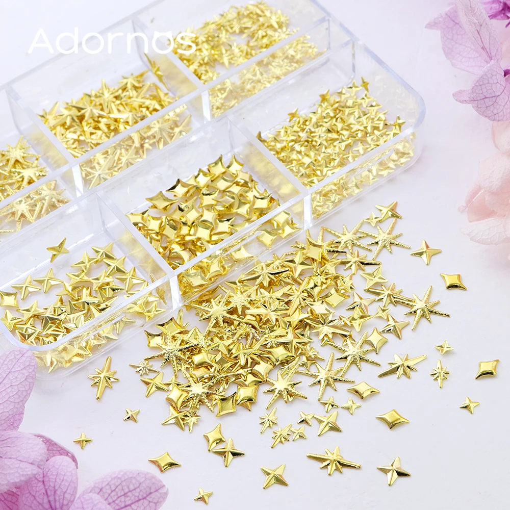 180 pcs/box Shooting Star Metal Rivets Nail Art Accessories 3D Awn Star Rhinestones For Nail Charms Jewelry Nail Art DIY Crafts