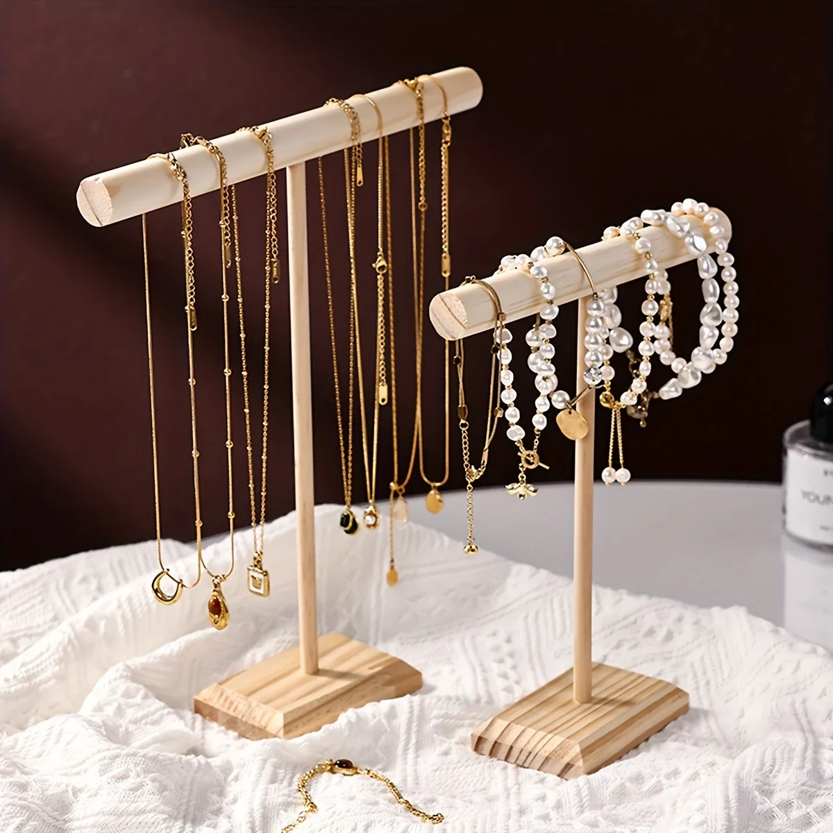 

Wooden Bracelet Display Stands T-bar Jewelry Holder Necklace Holder Stand Bangle Storage Rack Jewelry Organizer Display