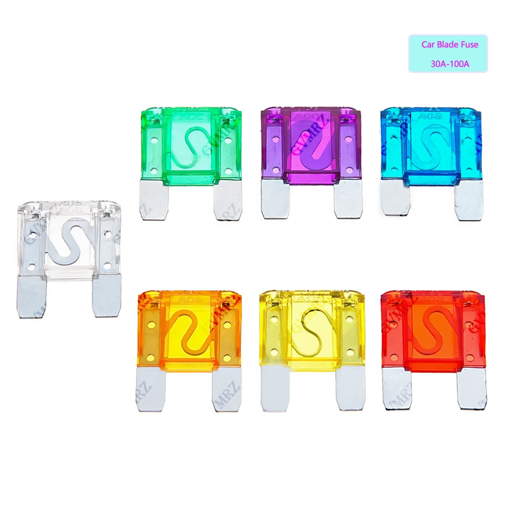 5PCS Zinc 32V 20A 30A Large Size Insurance Plug In Insert Xenon Light Truck Boat Automotive Car Blade Fuse 40A 50A 60A 70A 80A