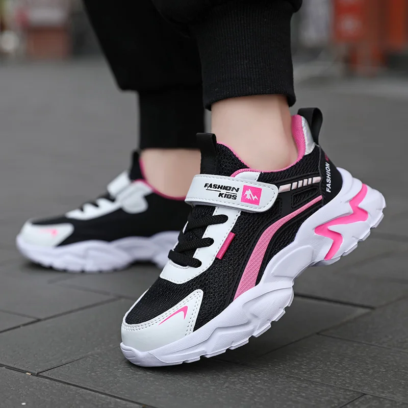 

Kids Casual Pink Girls Shoes Breathable Mesh Sneakers Summer Student Fashion Lightweight Children Boys Sport Walking Footwear