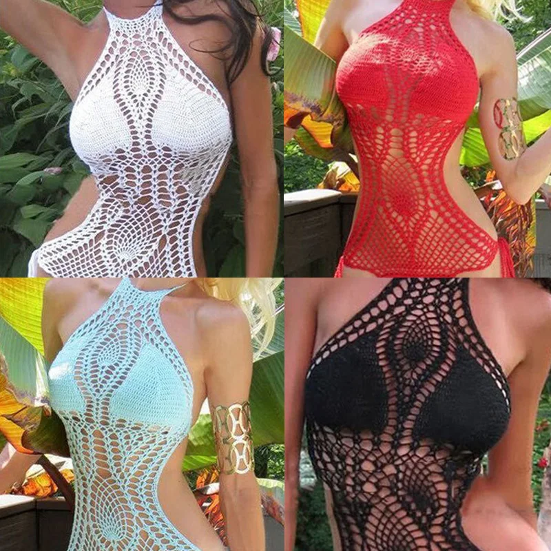 

Cross-border one-piece swimsuit for women, high-end sexy hollow swimsuit, strapless backless halterneck one-piece seaside bikini