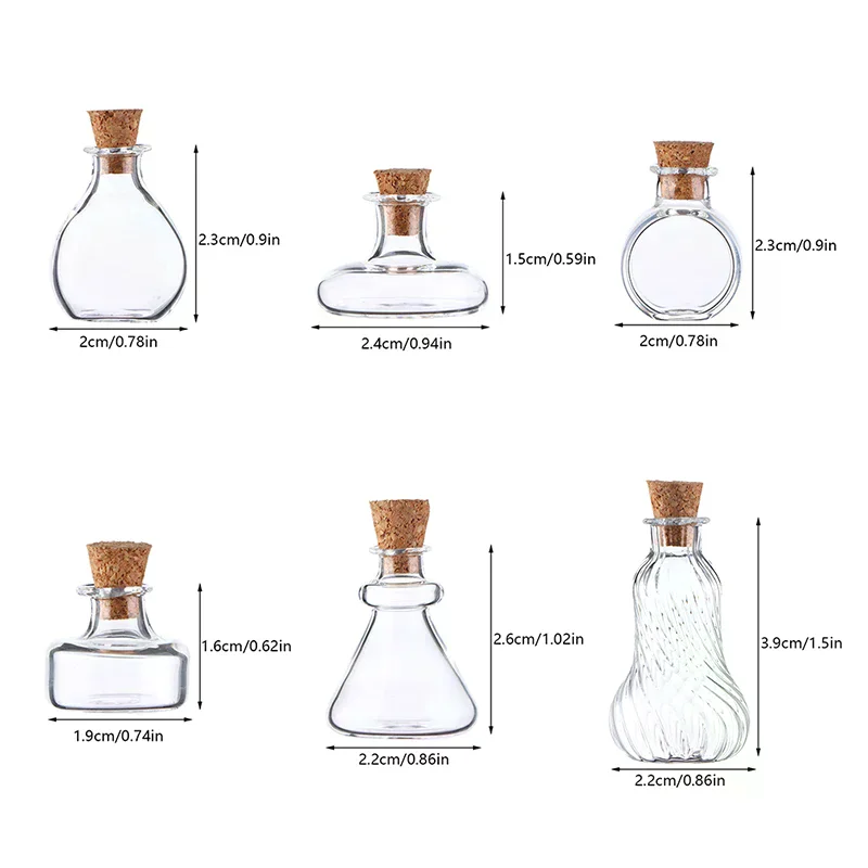 Jarrón en miniatura para casa de muñecas, botella de vidrio, botella de deseos, botella de almacenamiento con jarrón de corcho, tarro de dulces, modelo de decoración para casa de muñecas, 1:12