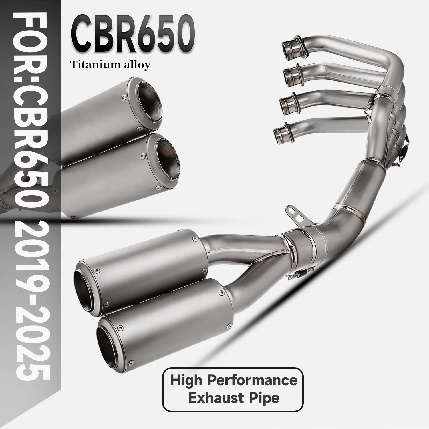 

CBR650 Motorcycle Full Titanium Exhaust Front Pipe with GP-Project Muffler for CBR650R CB650R CBR650F CB650F 2014-2023