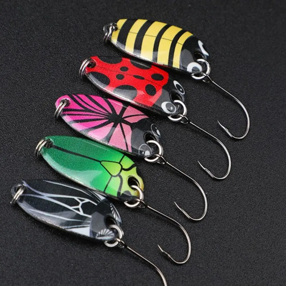 5 Pcs/Set UV Coated Spoon Fishing Lure 1.5G 2.5G 3.5G 5G Weight Sequins Noise Paillette Hard Bait Lure Small Tiny Size