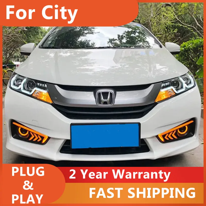 

Стайлинг автомобиля для Honda City фара 2014-2016 городская фара DRL указатель поворота ближний свет линза проектора