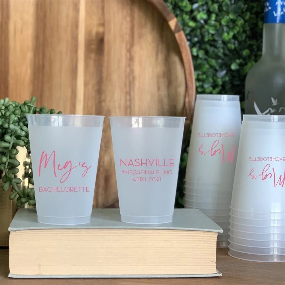 

Bachelorette Party Personalized Cups, Plastic Cups, Frosted Cups, Bachelorette Cups, Gold Cups, Cups for Wedding Events, Custom