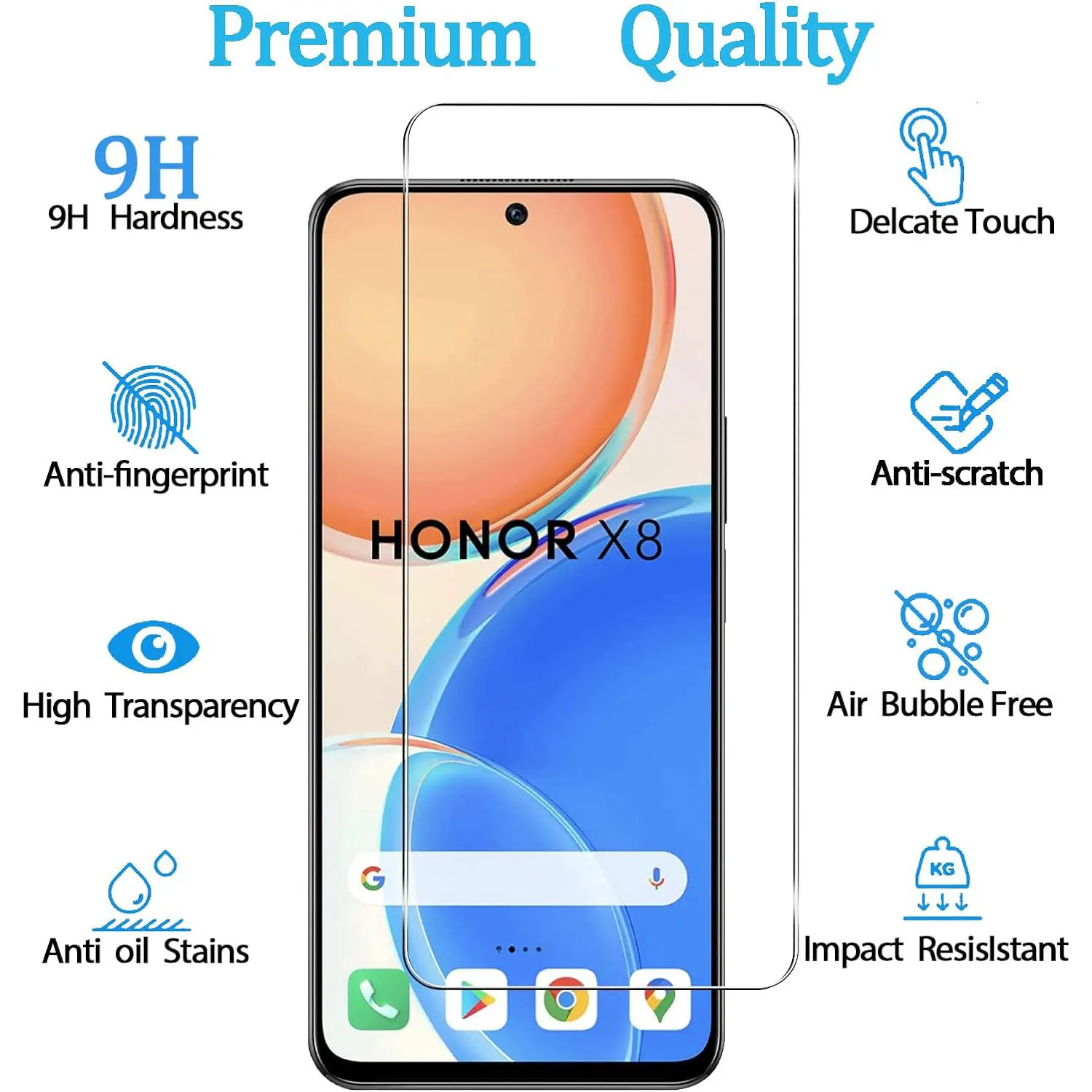 Vidrio templado para móvil, película protectora de pantalla para Huawei Honor X6, X6A, X7, X7A, X8, 4G, X9, X10, 5G, X20, X20, Honor 10, 20, 9 Pro, 20E, 9S, 3 unidades