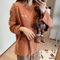 Spring and Autumn New Women's Pajamas Homewear Set Girls Pajamas Students Korean Ins Loose Long-Sleeved Pajamas Homewear Set