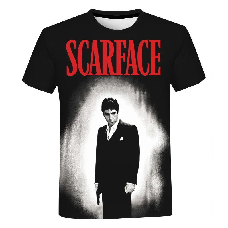 Summer fashion casual movie Scarface 3D Printed T-shirt Street Cool Tony Montana T-shirt Oversized unisex T-shirt top