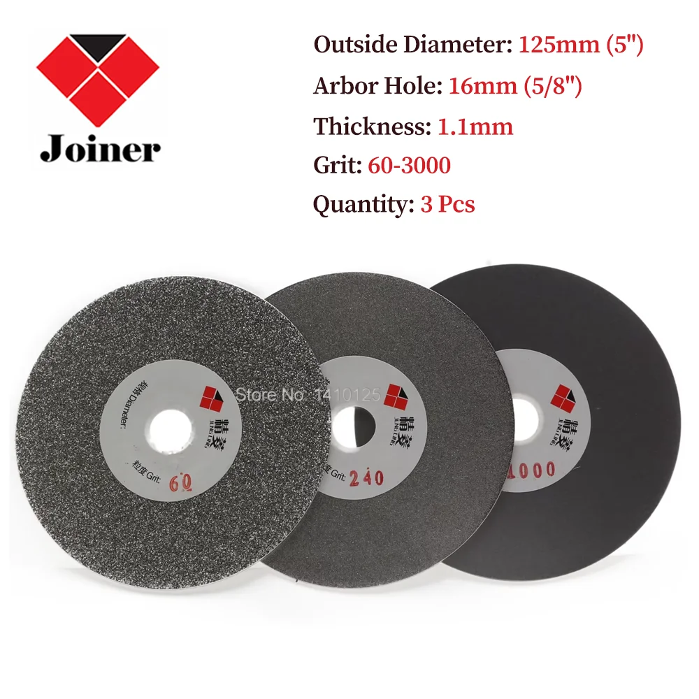 

3Pcs 5" inch 125mm Grit 60-3000 Diamond Grinding Discs Set Abrasive Wheel Coated Flat Lap Disk Lapidary Tools for Angle Grinder
