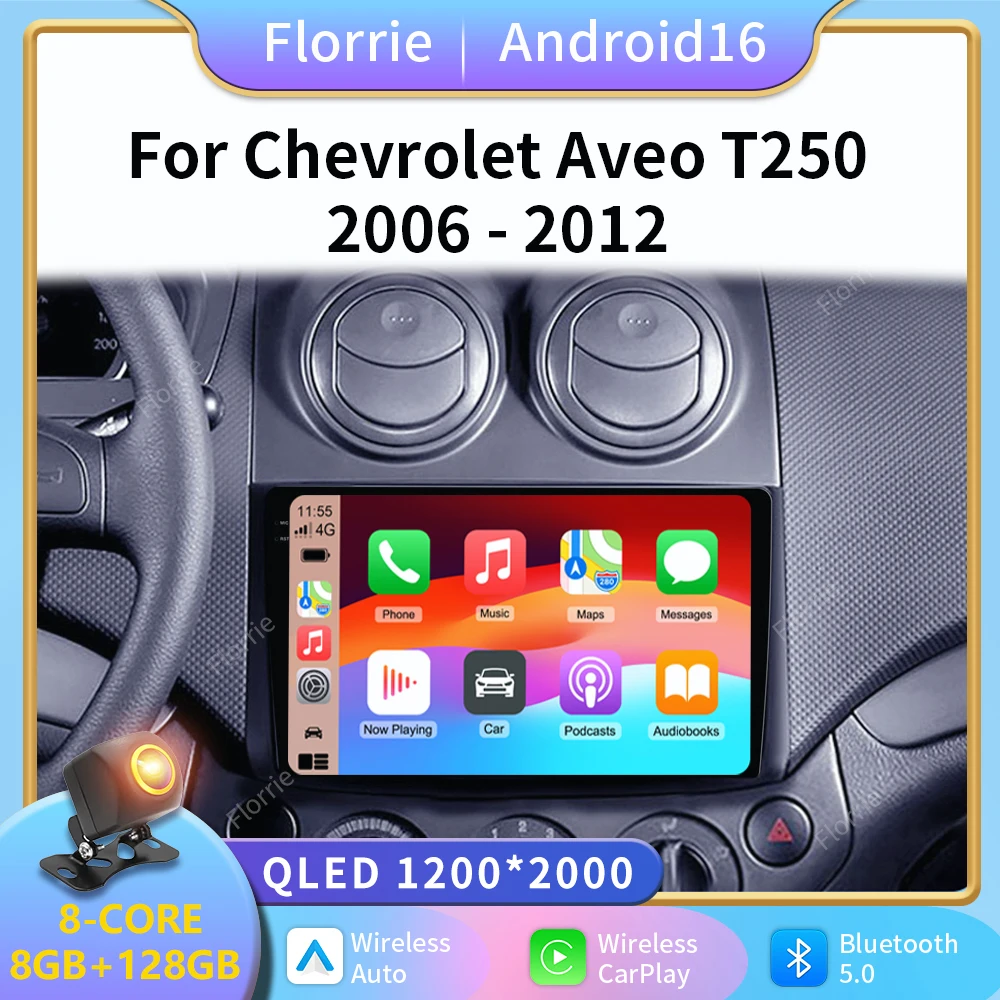 2K Android 16 Car Radio Stereo For Chevrolet Aveo T250 2006 -2012 Nexia 1 2020 -2022 Auto Multimidia Player GPS Navigation DVD