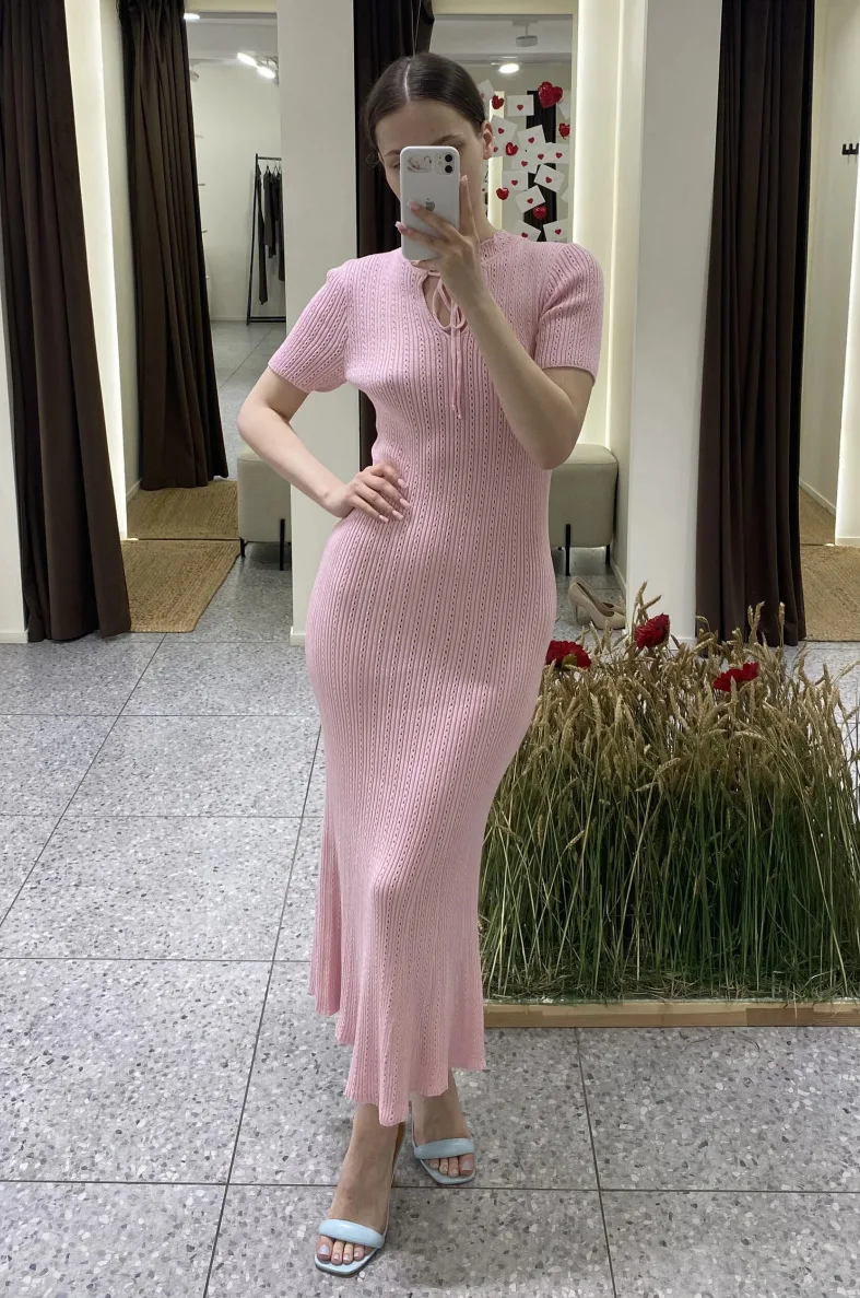 

Женское трикотажное платье с коротким рукавом, облегающее, с вырезами, в стиле ретро, элегантное, летнее, с завышенной талией, для пляжных вечеринок, 2026