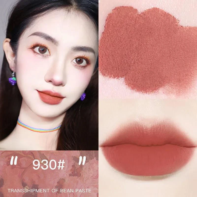 4 Color Sexy Red Canned Lip Mud Waterproof Moisturizing Long Lasting Mousse Matte  Velvet Blush Tint Lip Cheek Lipstick Makeup