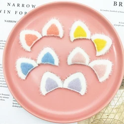 10PCS/Lot Cartoon Plush Furry Cat Ear Applique Crafts For DIY Hats Hairband Hair Clips Accessories Patches