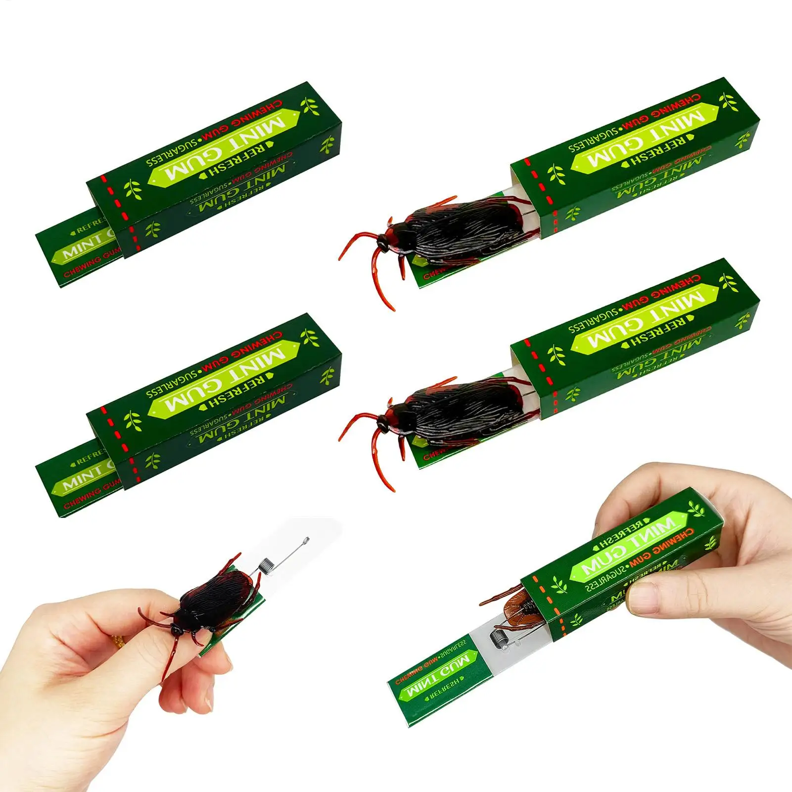 10 Piece Gum Shocker Prank Funny Scary Realistic Toy Cockroach For Kids Office Halloween Christmas April Birthday Party Gift