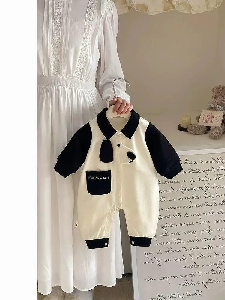 

Cute Cartoon Baby Rer Long Sve Boys Outfit 0-2 Years Spring Autumn Seasonal Clothing Rabbit Fur Material Chinese Made