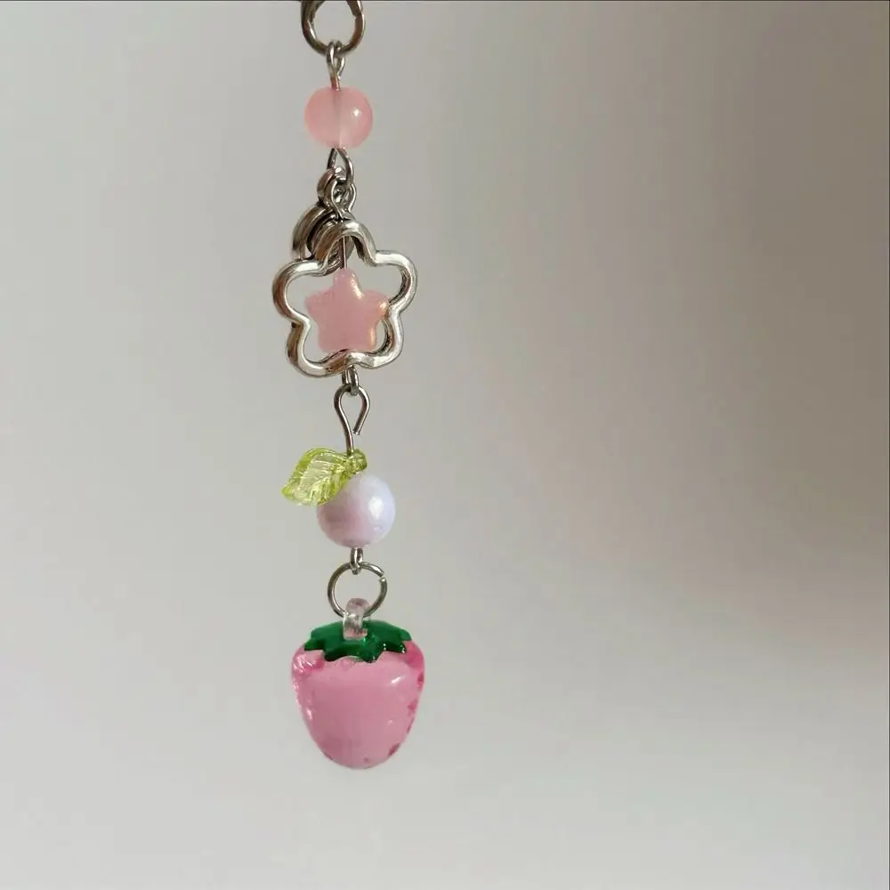 

Милый Y2K клубничный ремешок для телефона, подвеска из бисера, цепочка для телефона с фруктами, розовый, красный, прозрачный ремешок для телефона, подвесной брелок для мобильного телефона