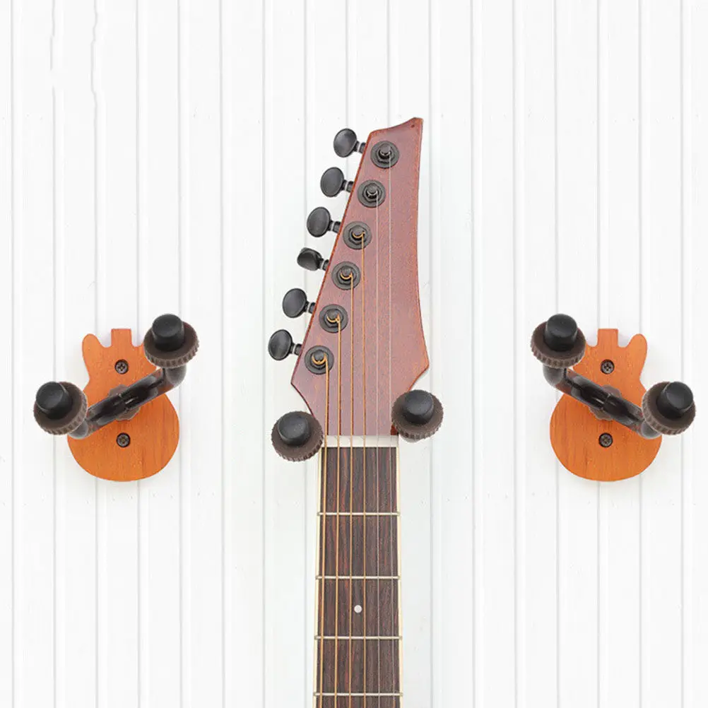 Guitar Wall-Mounted Rack Sturdy Beech Iron Design Easy Install Safe Storage for Ukulele Violin Erhu Musical Instruments Home