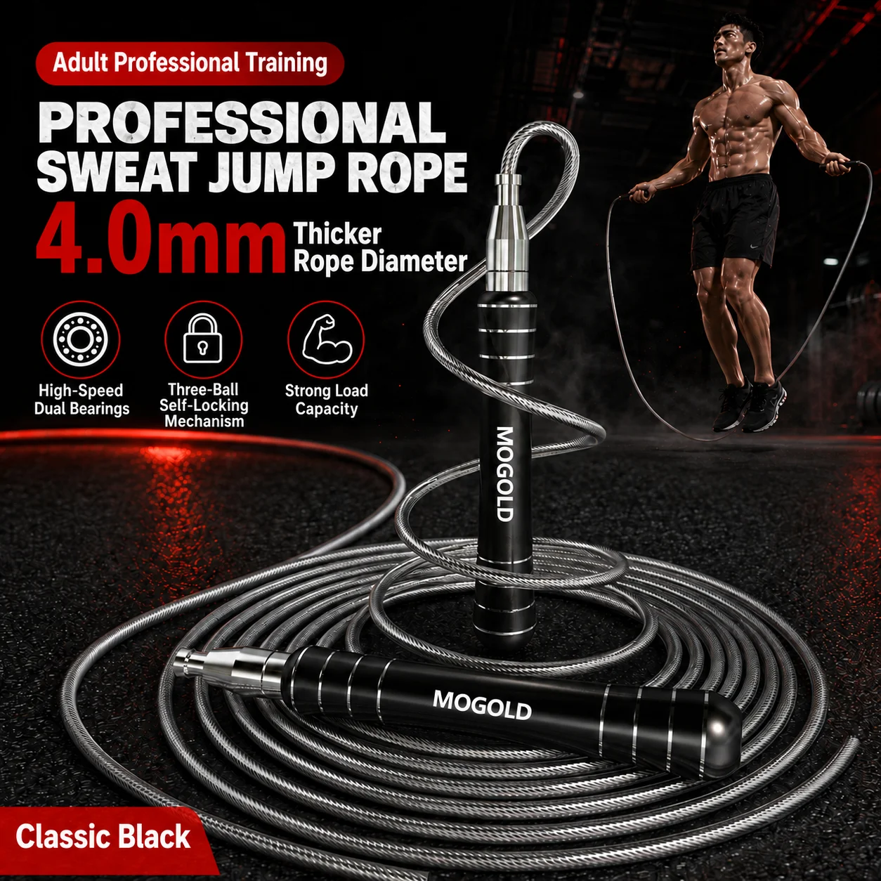Jump Rope Speed Bearing - MOGOLD Professional Adult Jump Rope, High-Speed