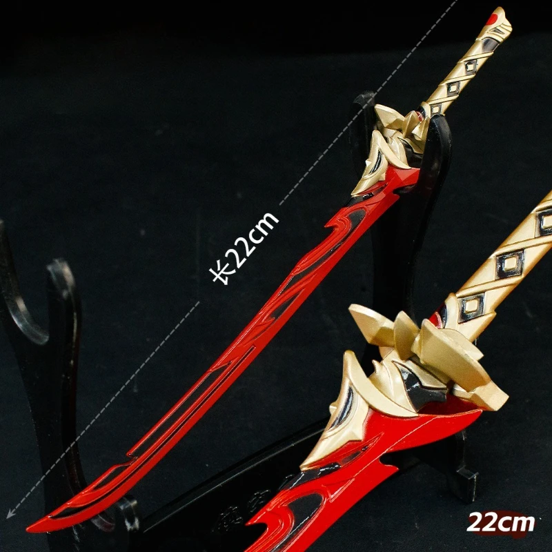 22Cm Genshins Game Perifere Wapen Model Kooi Vissen Fles Een Hart Legering Ornament Speelgoed Ongesneden Zwaard Collectie Desktop Geschenken