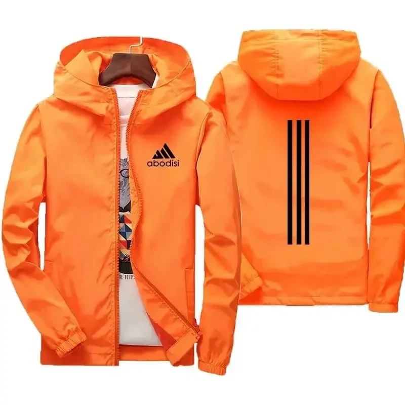 

Men's zipper hooded jacket outdoor windproof lightweight jacket solid color spring and autumn new S-7XL