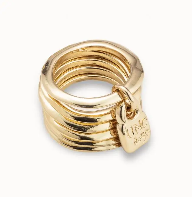 HSC 2022 New Fit UNO DE 50 Fashion Plated 925 Silver 14k Gold Charm Silver Ring Niche Jewelry Gift