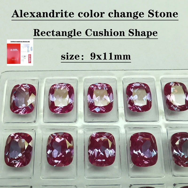 

Selectable AGL Certificate Lab Grown Rectangle Cushion Shape Alexandrite color change Stone Charms Beads