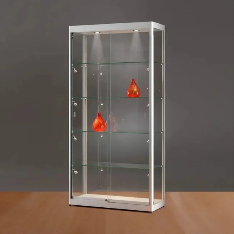 Vitres de collection en aluminium avec lumière LED, vitrines complètes personnalisées, affichage en verre verrouillable standard