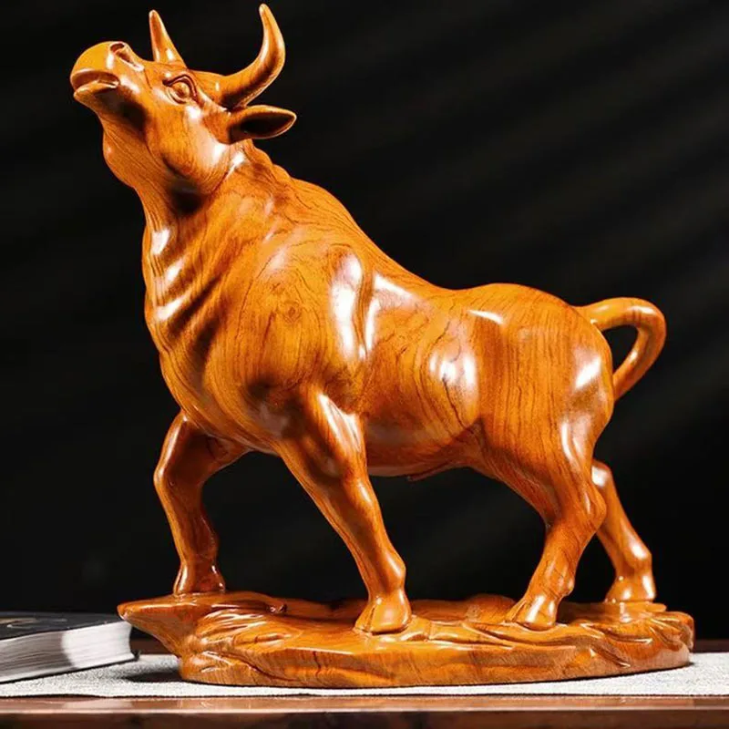 

1Pcs Rosewood Carved Chinese Zodiac Ox Prosperity Solid Wood Ornament Home Lucky Decoration Craft Gift