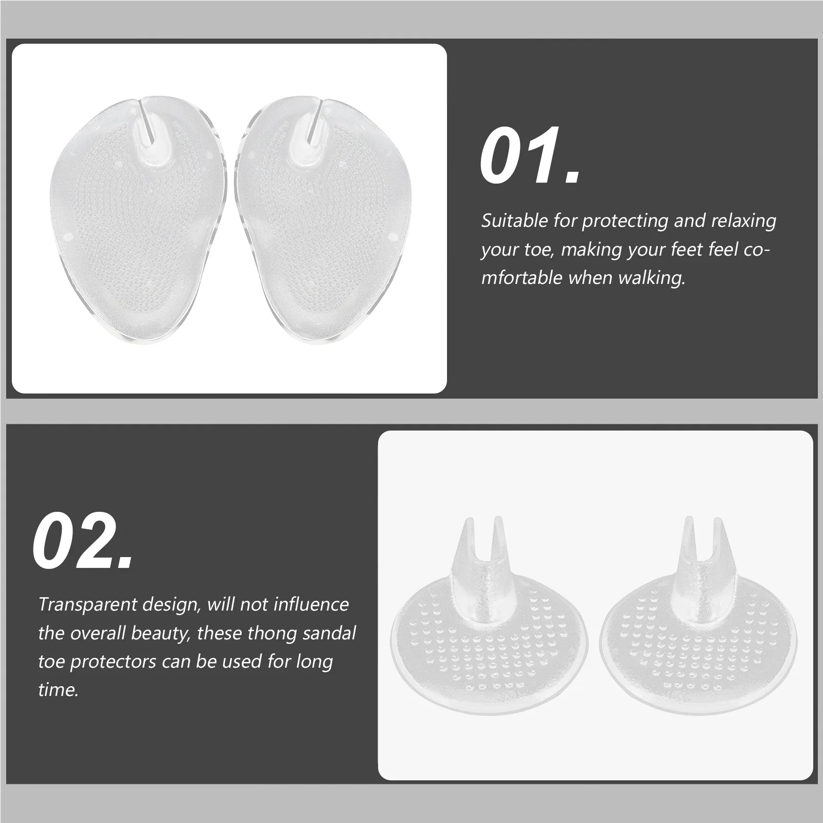 4 Pairs Clip Toe Pad Slipper Protectors Non-slip Cushion Thong Sandal Sandals Easy Use Clear Silica Gel Silicone Guard