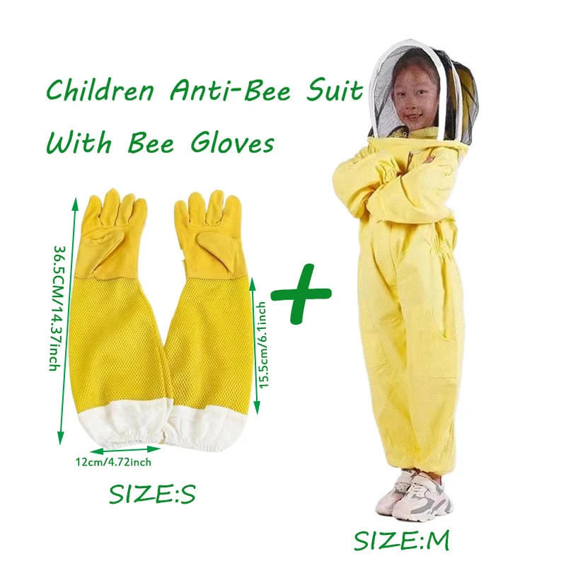 1Set Kinderen Anti-Bee Pak Ademend Pak voor Kinderen Bijenteelt Practicekid Bijenteelt Kleding Bijenteelt Apparatuur en Handschoenen