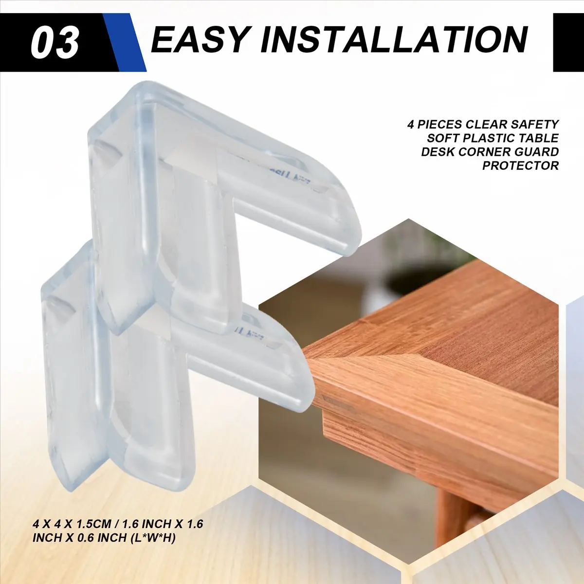 KSOL 4 Pieces Clear Safety Soft Plastic Table Desk Corner Guard Protector