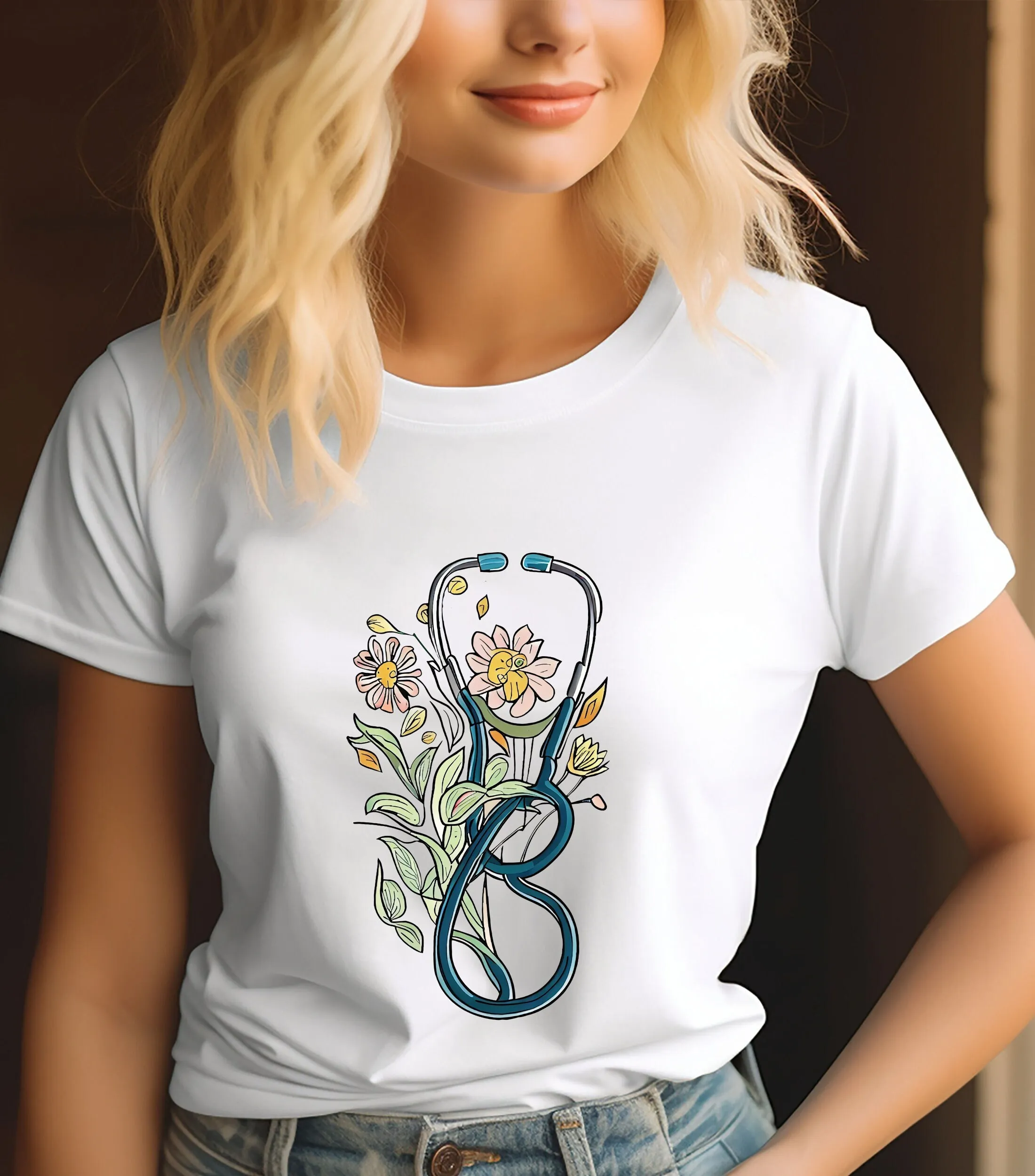 Floral Stethoscope T Shirt For Registered Nurse Graduation Rn