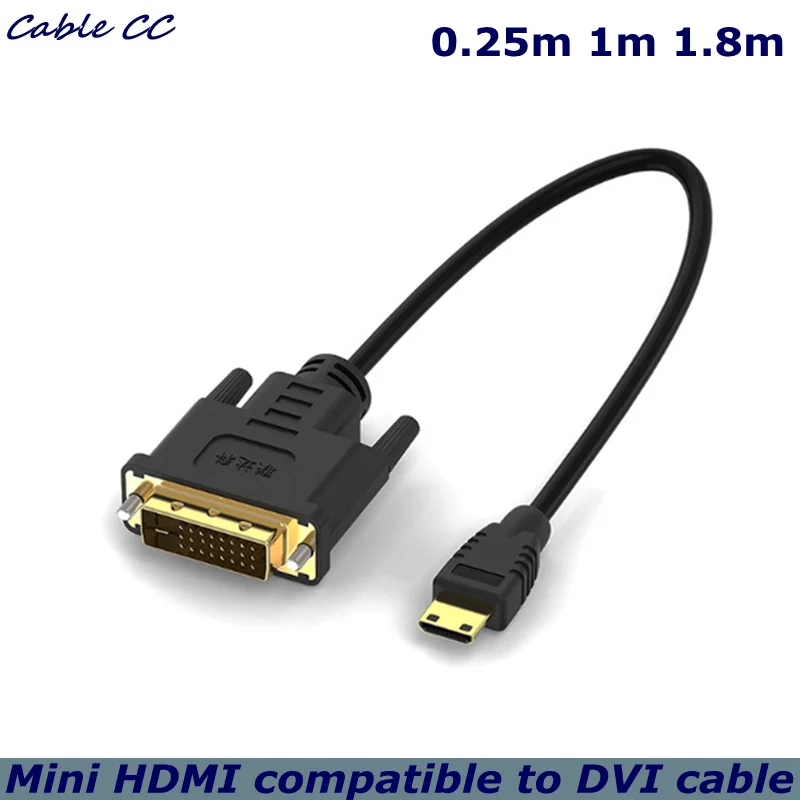 Совместимость с Mini HDMI для DVI 24 + 1, общественное подключение, совместимый с Mini HDMI, соединительный кабель высокой четкости DVI, 0,3–1,8 м