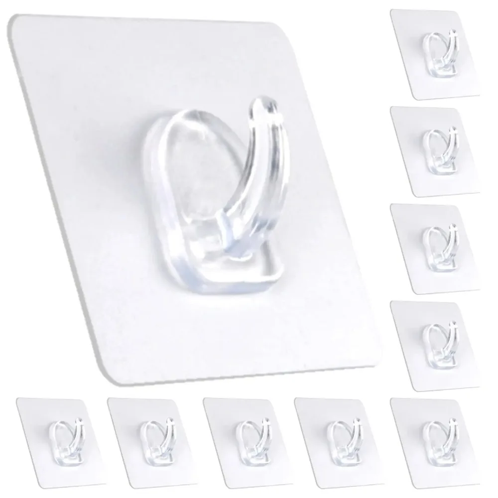 Gancho autoadhesivo transparente para puerta y pared, soporte para carga pesada para niños, toallero para cocina y baño, gancho adhesivo para llaves, 5/10/20 piezas