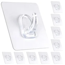 5/10/20Pcs Self-adhesive Hook Transparent Door Wall Hook Child Heavy Load Rack Kitchen Bathroom Towel Key Rack Sticky Hook