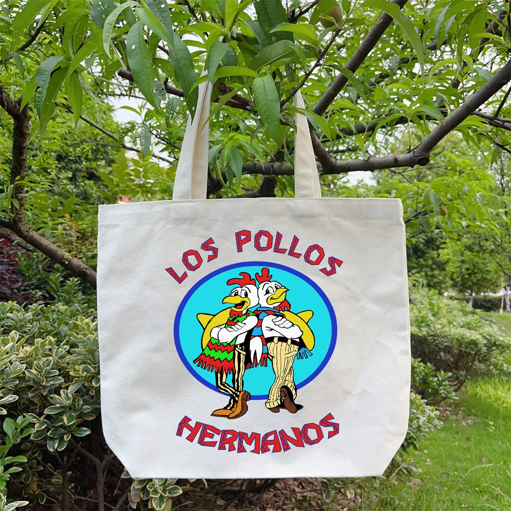 LOS POLLOS Hermanos divertente borsa di tela stampata borsa Tote Casual borsa per la spesa leggera borsa a tracolla durevole borsa per fratelli di