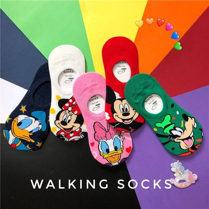 Disney Mickey Mouse Casual Boat Socks Men and Women Cartoon Colour Breathable Comfortable High Quality Ankle Socks birthday Gift